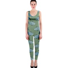 Fishes Pattern Background Theme One Piece Catsuit