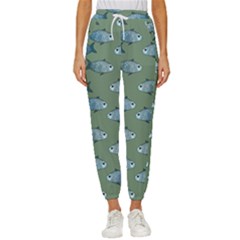 Fishes Pattern Background Theme Women s Cropped Drawstring Pants by Vaneshop