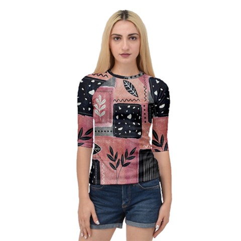 Floral Wall Art Quarter Sleeve Raglan Tee by Vaneshop