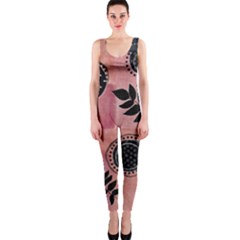 Abstract Pattern Floral Wall Art One Piece Catsuit