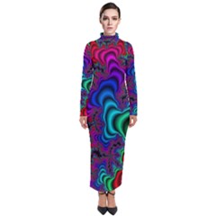 Abstract Piece Color Turtleneck Maxi Dress