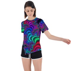 Abstract Piece Color Asymmetrical Short Sleeve Sports Tee by Vaneshop