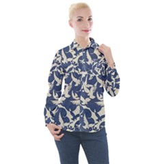 Bird Animal Animal Background Women s Long Sleeve Pocket Shirt