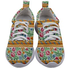 Flower Fabric Design Kids Athletic Shoes