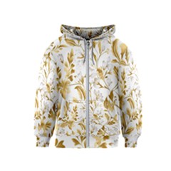 Flowers Gold Floral Kids  Zipper Hoodie