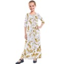 Flowers Gold Floral Kids  Quarter Sleeve Maxi Dress View1