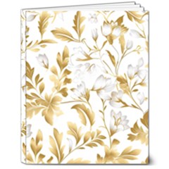 Flowers Gold Floral 8  X 10  Hardcover Notebook by Vaneshop