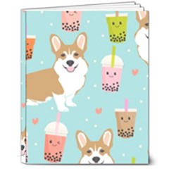 Welsh Corgi Boba Tea Bubble Cute Kawaii Dog Breed 8  X 10  Hardcover Notebook by Wav3s