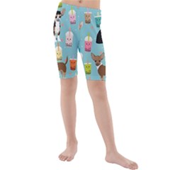 Chihuahua Bubble Kawaii Boba Tea Cute Dog Kids  Mid Length Swim Shorts by Wav3s