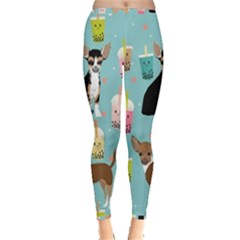 Chihuahua Bubble Kawaii Boba Tea Cute Dog Inside Out Leggings by Wav3s