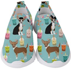 Chihuahua Bubble Kawaii Boba Tea Cute Dog Kids  Slip On Sneakers