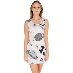 Panda Floating In Space And Star Bodycon Dress by Wav3s