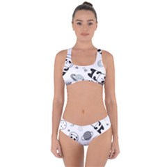 Panda Floating In Space And Star Criss Cross Bikini Set by Wav3s