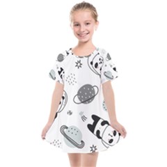 Panda Floating In Space And Star Kids  Smock Dress by Wav3s