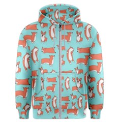 Corgis On Teal Men s Zipper Hoodie by Wav3s