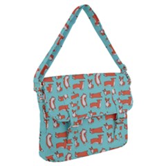 Corgis On Teal Buckle Messenger Bag by Wav3s