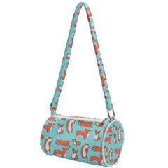 Corgis On Teal Mini Cylinder Bag by Wav3s