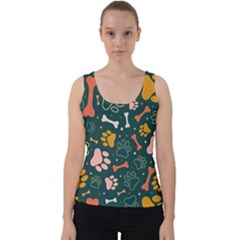 Dog Paw Colorful Fabrics Digitally Velvet Tank Top by Wav3s