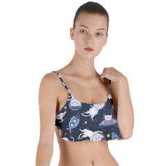 Space Cat Illustration Pattern Astronaut Layered Top Bikini Top  by Wav3s