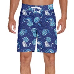 Cat Spacesuit Space Suit Astronaut Pattern Men s Beach Shorts by Wav3s