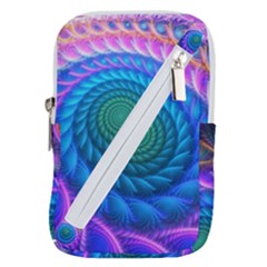 Peacock Feather Fractal Belt Pouch Bag (small)