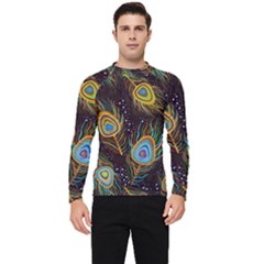 Pattern Feather Peacock Men s Long Sleeve Rash Guard