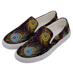 Pattern Feather Peacock Men s Canvas Slip Ons