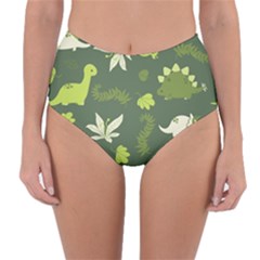 Cute Dinosaur Pattern Reversible High-waist Bikini Bottoms by Wav3s