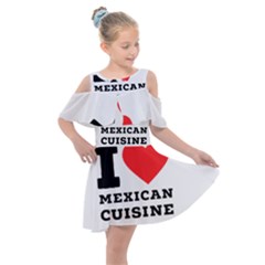 I Love Mexican Cuisine Kids  Shoulder Cutout Chiffon Dress by ilovewhateva