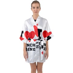 I Love French Cuisine Half Sleeve Satin Kimono  by ilovewhateva