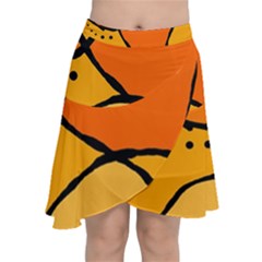 Mazipoodles In The Frame - Orange Chiffon Wrap Front Skirt by Mazipoodles