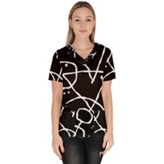 Mazipoodles In The Frame - Black White Women s V-neck Scrub Top by Mazipoodles