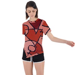 Mazipoodles In The Frame - Reds Asymmetrical Short Sleeve Sports Tee by Mazipoodles