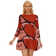 Mazipoodles In The Frame - Reds Long Sleeve Babydoll Dress by Mazipoodles