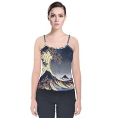 The Great Wave Off Kanagawa Japanese Waves Velvet Spaghetti Strap Top