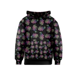 Midnight Noir Garden Chic Pattern Kids  Pullover Hoodie by dflcprintsclothing