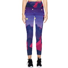 Abstract Landscape Sunrise Mountains Blue Sky Pocket Leggings 