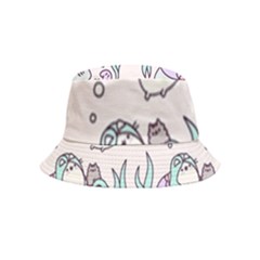 Cartoon Cat Cute Animal Design Drawing Illustration Kawaii Inside Out Bucket Hat (kids) by Grandong