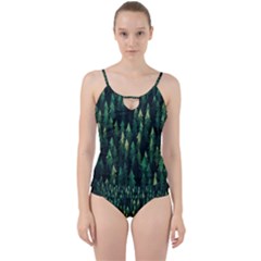 Forest Illustration Cut Out Top Tankini Set