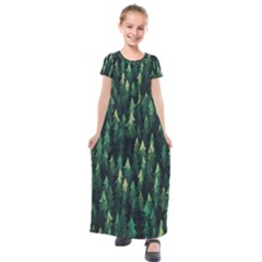 Forest Illustration Kids  Short Sleeve Maxi Dress by Grandong