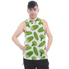 Vegetable Pattern With Composition Broccoli Men s Sleeveless Hoodie