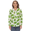 Vegetable Pattern With Composition Broccoli Zip Up Long Sleeve Blouse View1