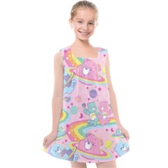 Bears Kawaii Pattern Kids  Cross Back Dress by Cowasu