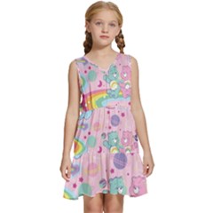 Bears Kawaii Pattern Kids  Sleeveless Tiered Mini Dress by Cowasu