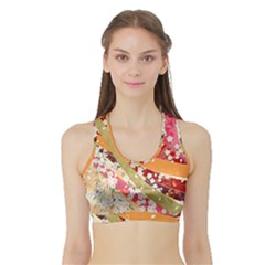 Japanese Kimono Pattern Sports Bra With Border by Cowasu