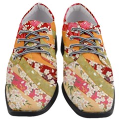 Japanese Kimono Pattern Women Heeled Oxford Shoes