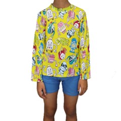 Robot Pattern Lego Kids  Long Sleeve Swimwear