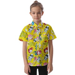 Robot Pattern Lego Kids  Short Sleeve Shirt by Cowasu