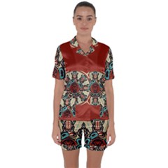 Skull Grateful Dead Phone Gratefuldead Satin Short Sleeve Pajamas Set by Cowasu