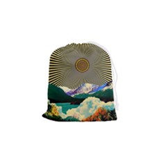 Surreal Art Psychadelic Mountain Drawstring Pouch (small) by Cowasu